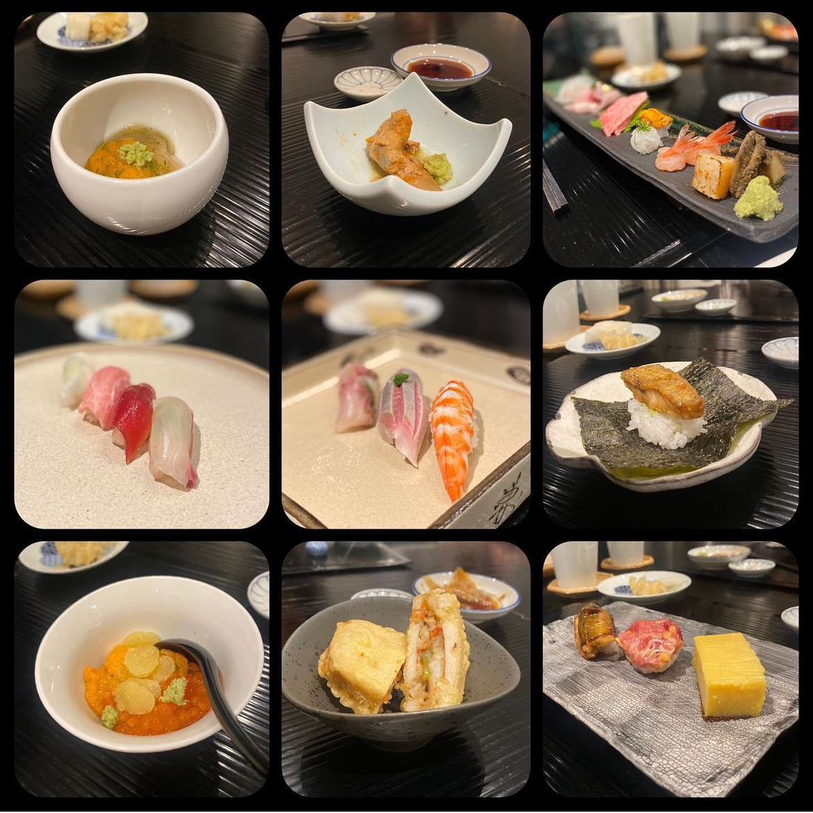 Memorable omakase meal collage