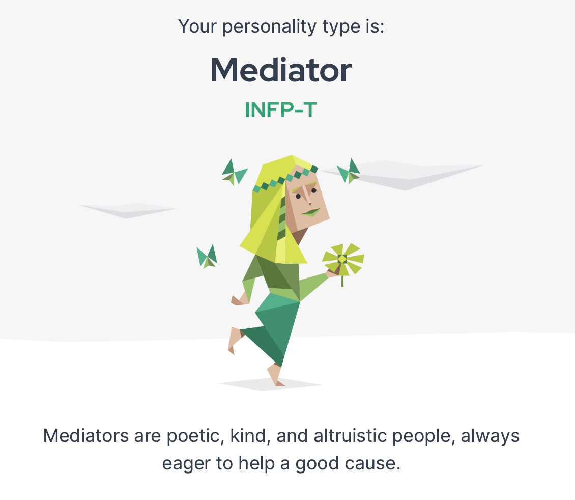 Mediator INFP-T personality result