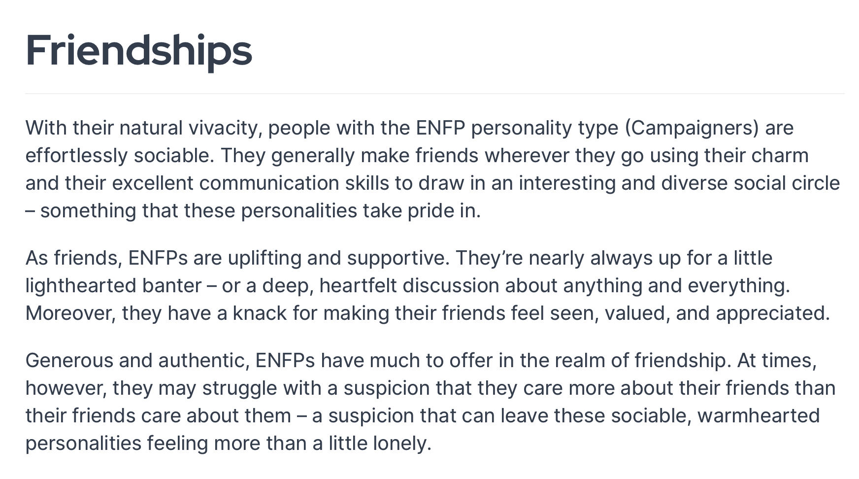 ENFP friendships description
